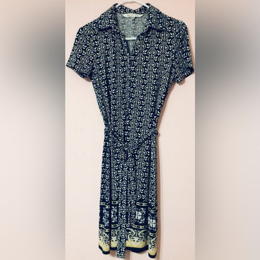 Max studio navy yellow midi dress size XS